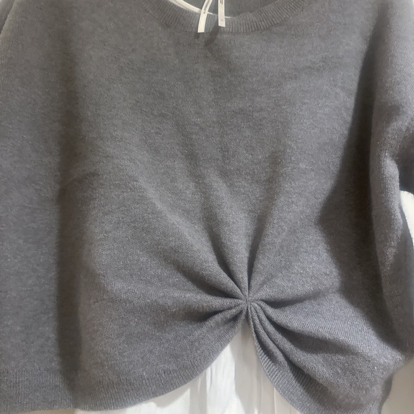 Anthropologie Twofer Gray Sweater with White dress - Picture 4 of 7